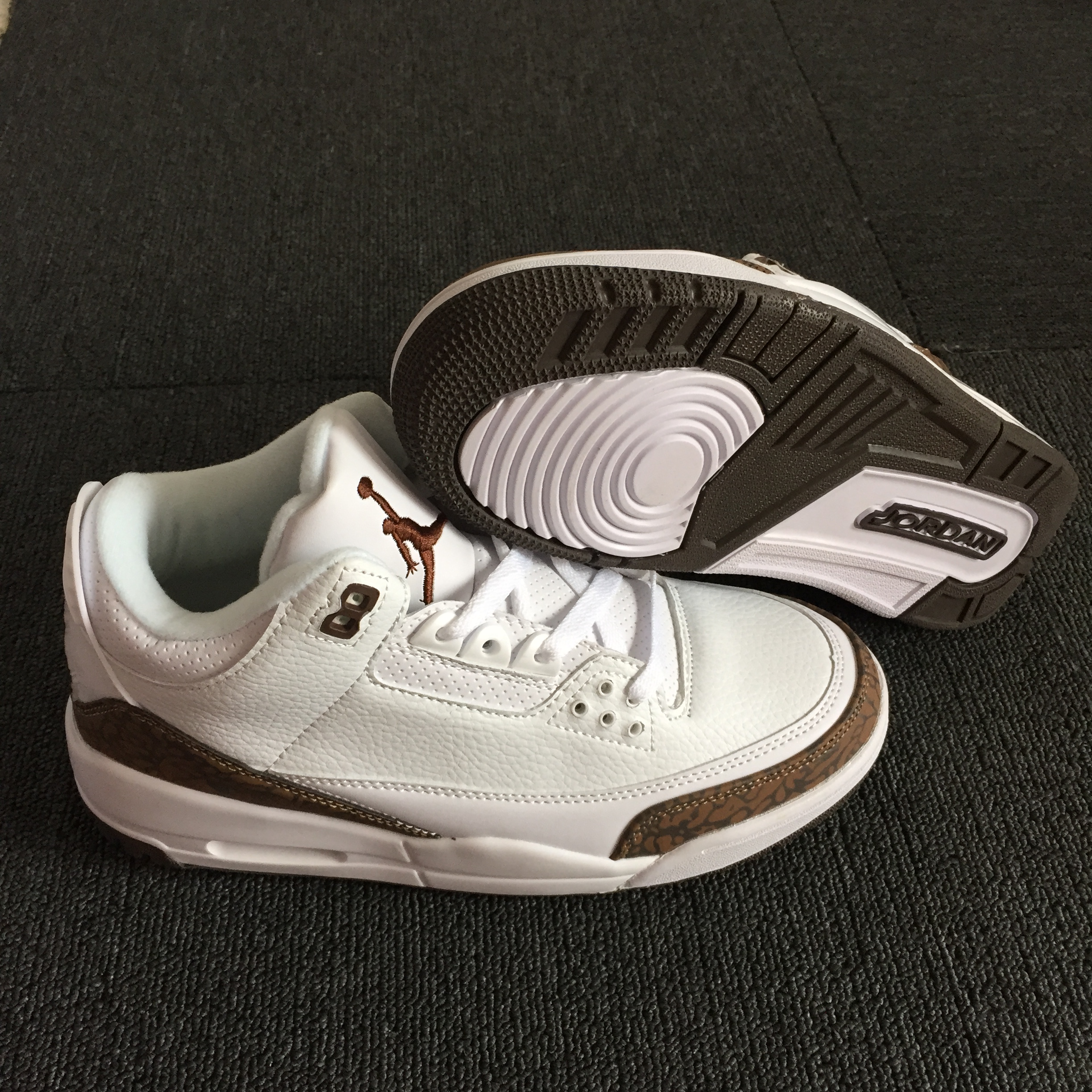 New Air Jordan 3 Retro White Brown Shoe - Click Image to Close